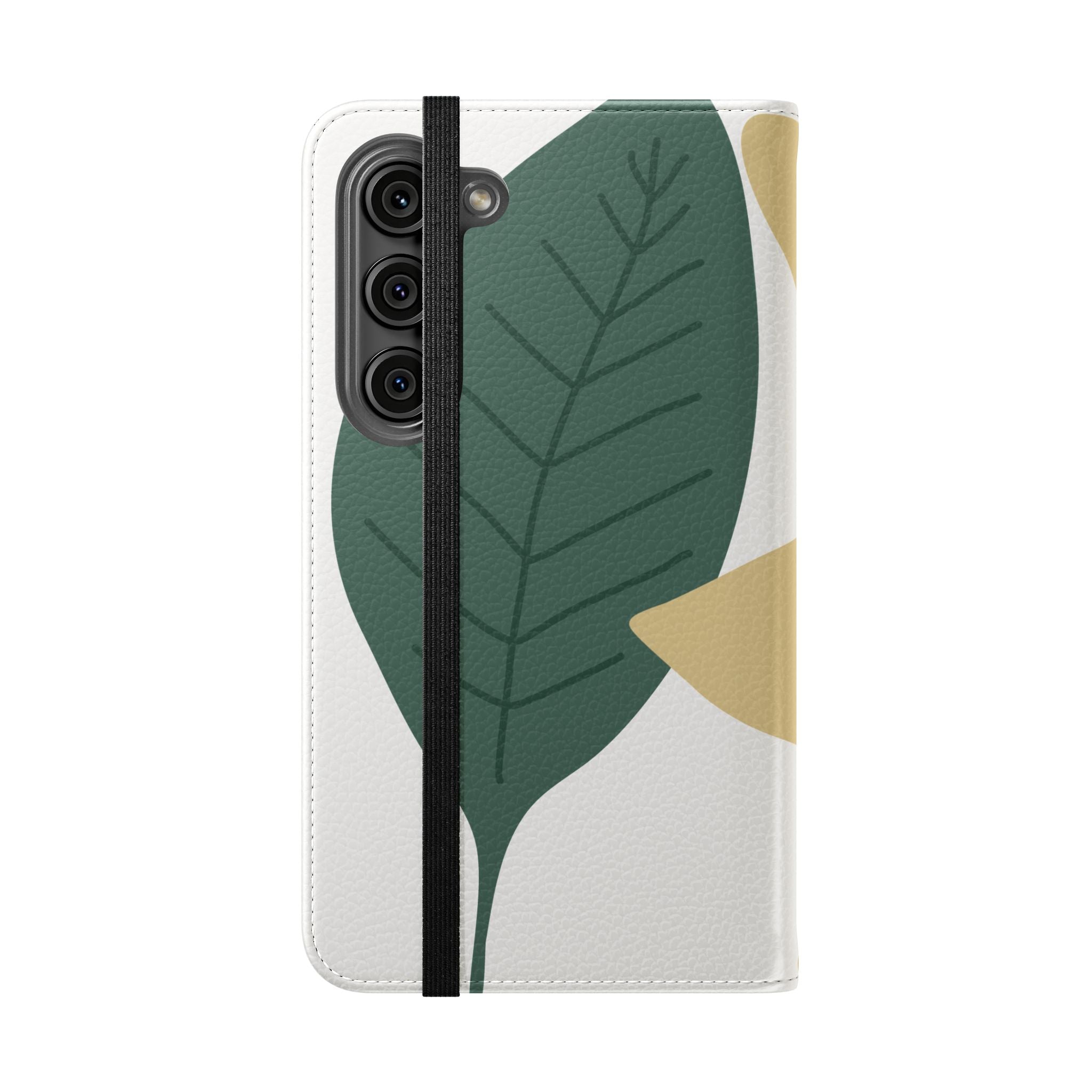 Botanical Leaf Flip Phone Case — Floral Wallet Flip Case with Card Slots