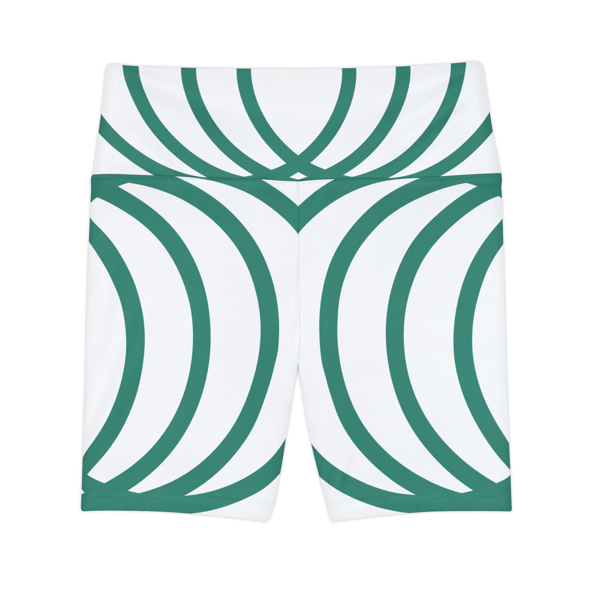 Green Geometric Crop Shorts — Women's Activewear Patterned Workout Shorts