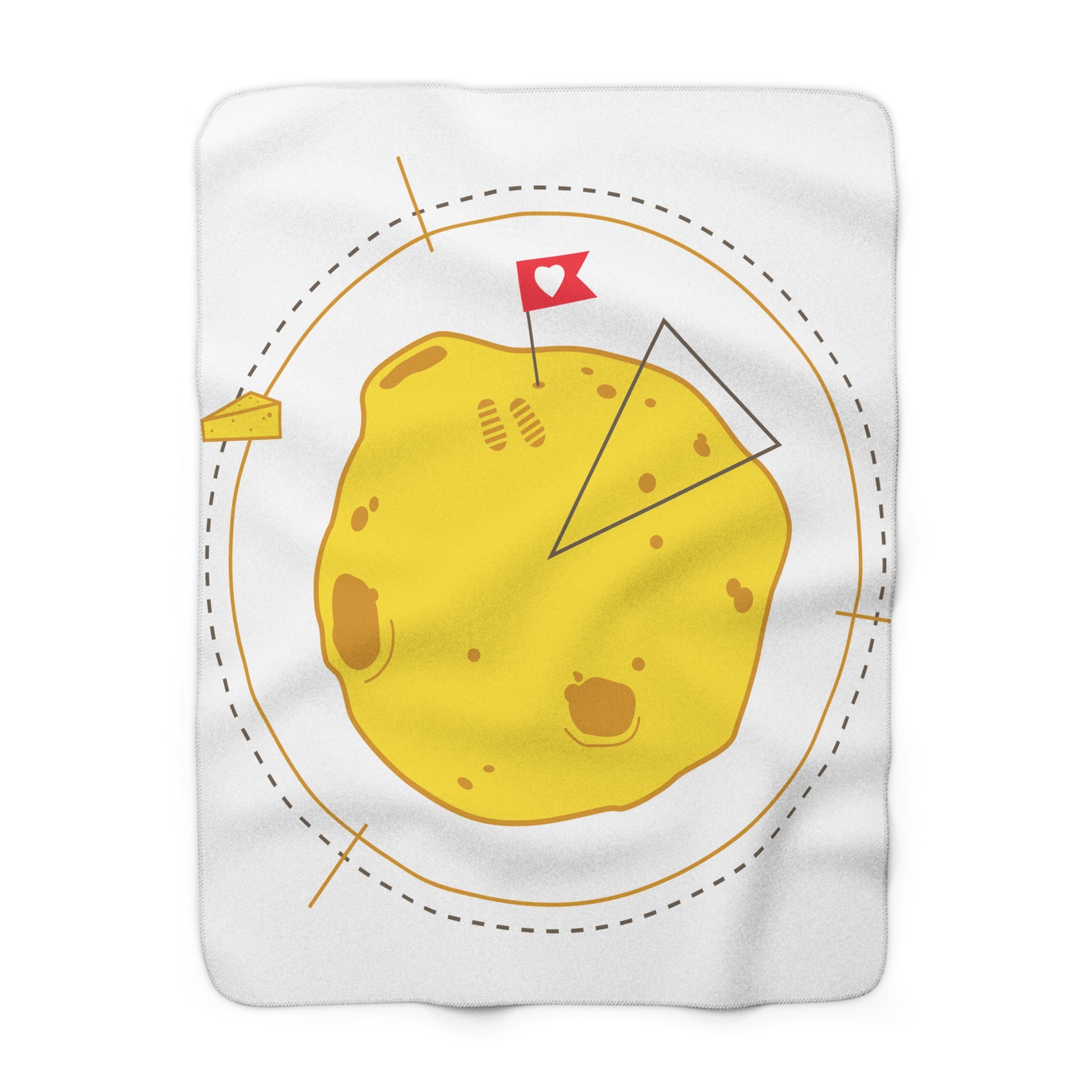Cheese Moon Sherpa Fleece Blanket — Cute Planetary Snack Design
