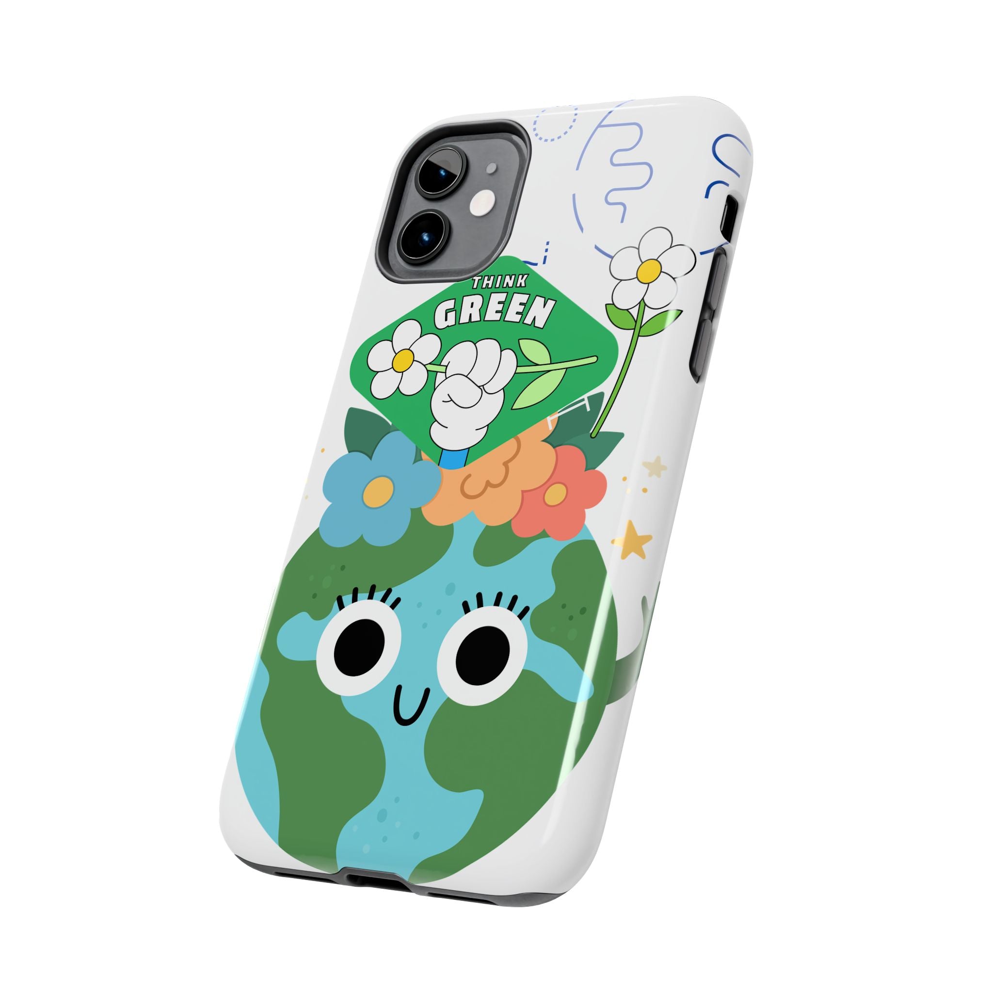 Eco Cute 'Think Green' Tough Phone Case — Earth Day Protective iPhone Cover