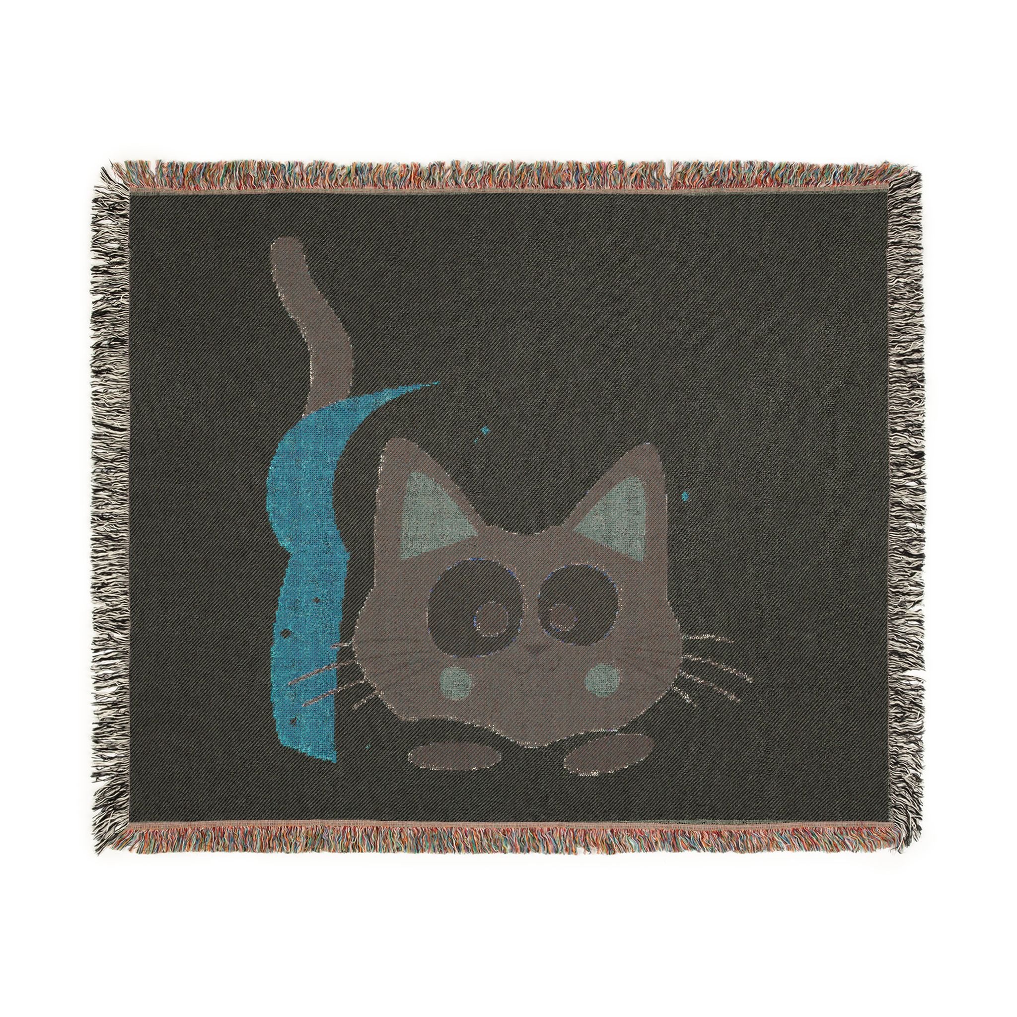 Cute Cat Woven Blanket - Playful Kitty Throw for Cat Lovers