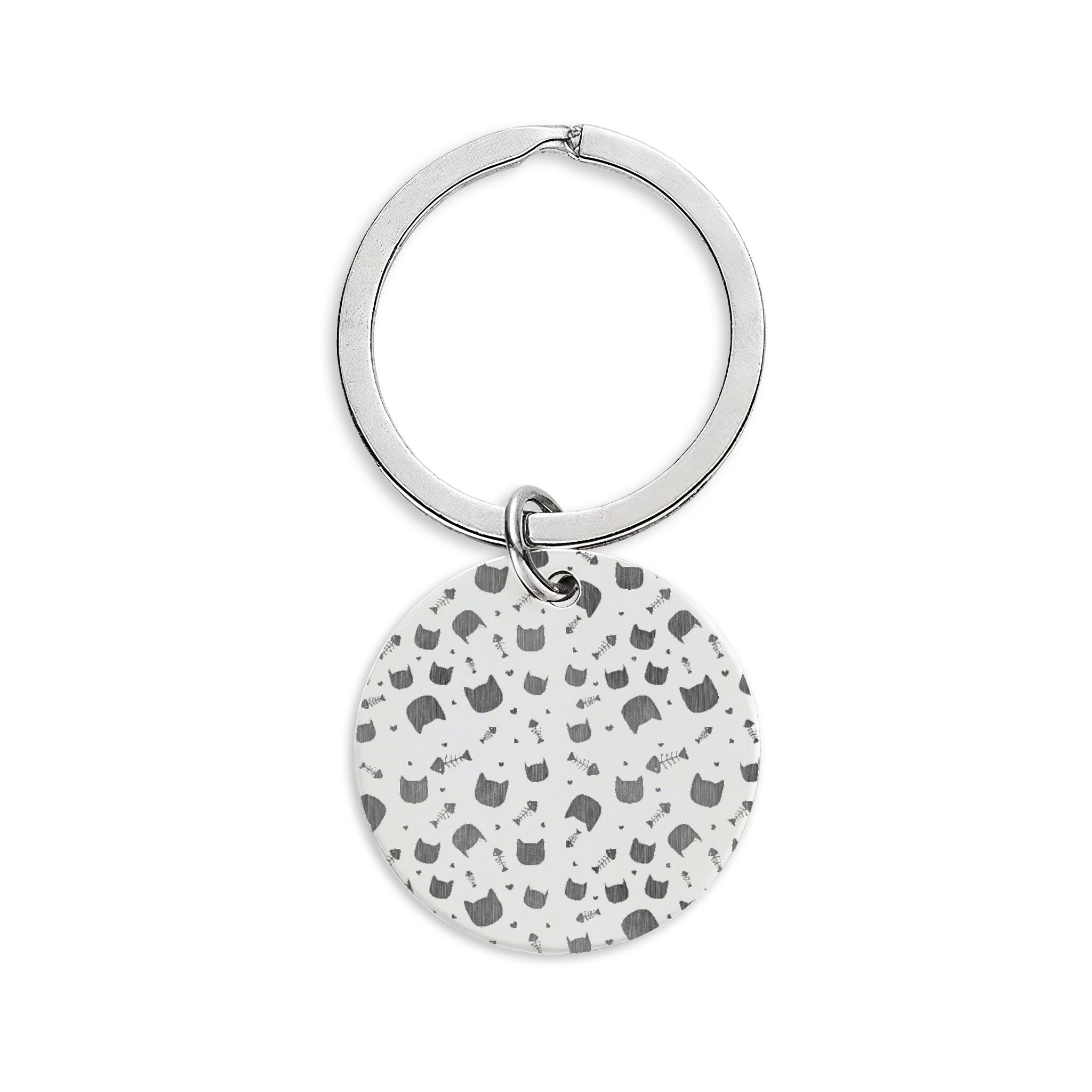 Engravable Stainless Steel Round Keychain — Custom Speckled Design