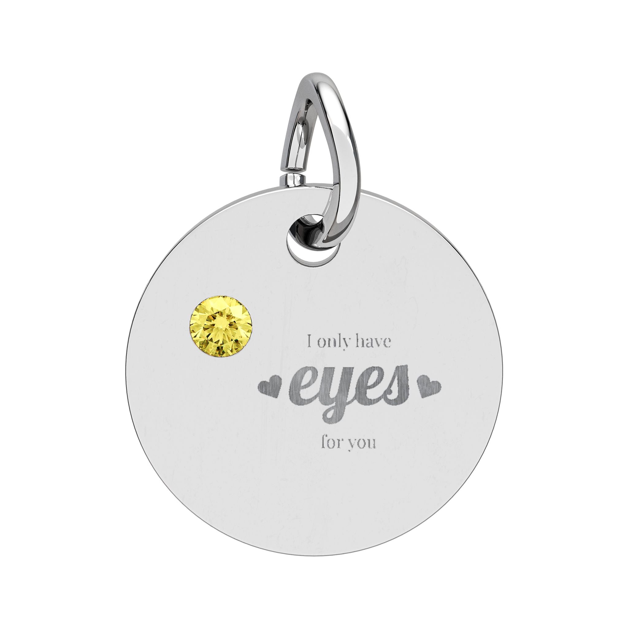 Engravable Birthstone Circle Charm — Personalized Initial/Name Pendant