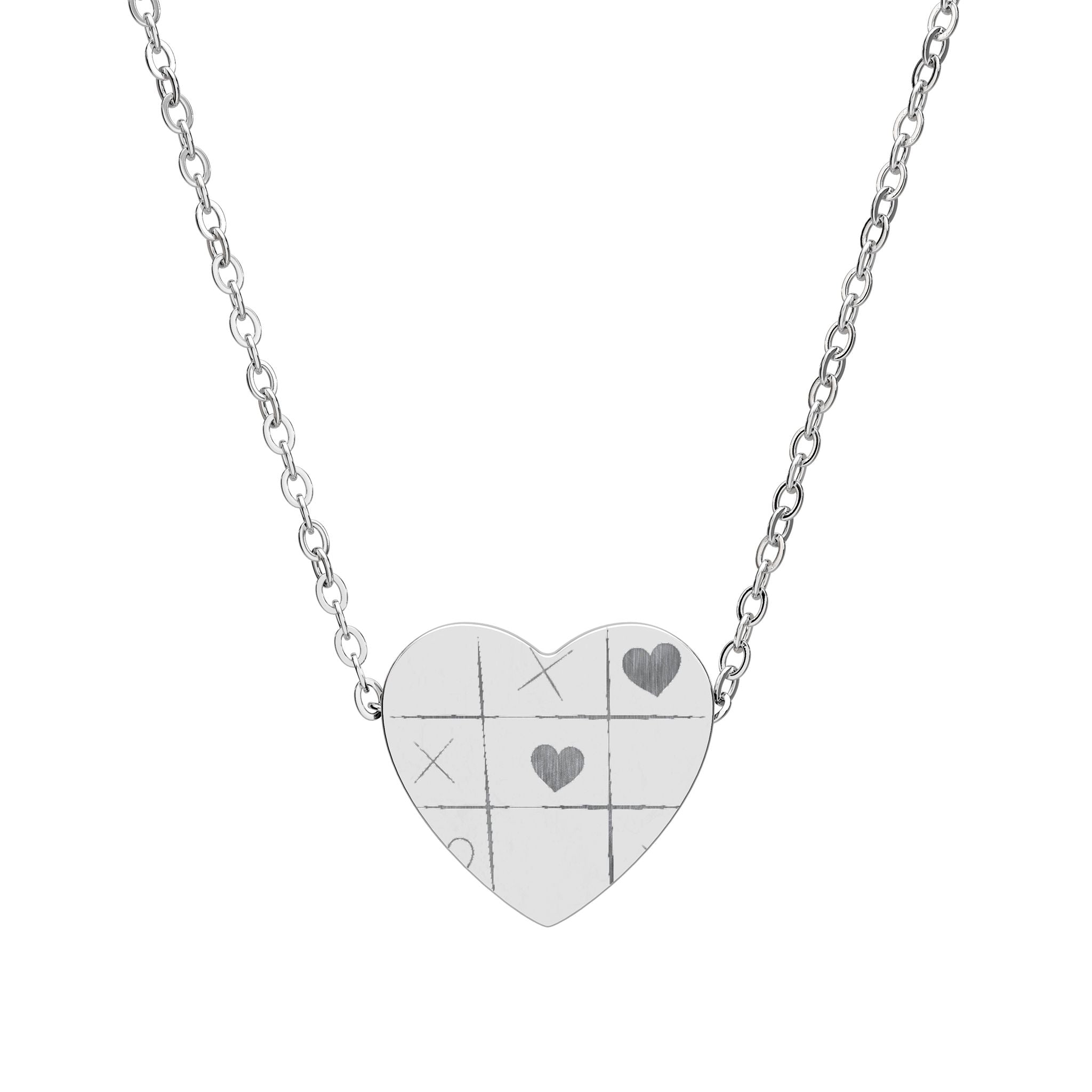 Engravable Heart Necklace — Personalized Grid Heart Pendant