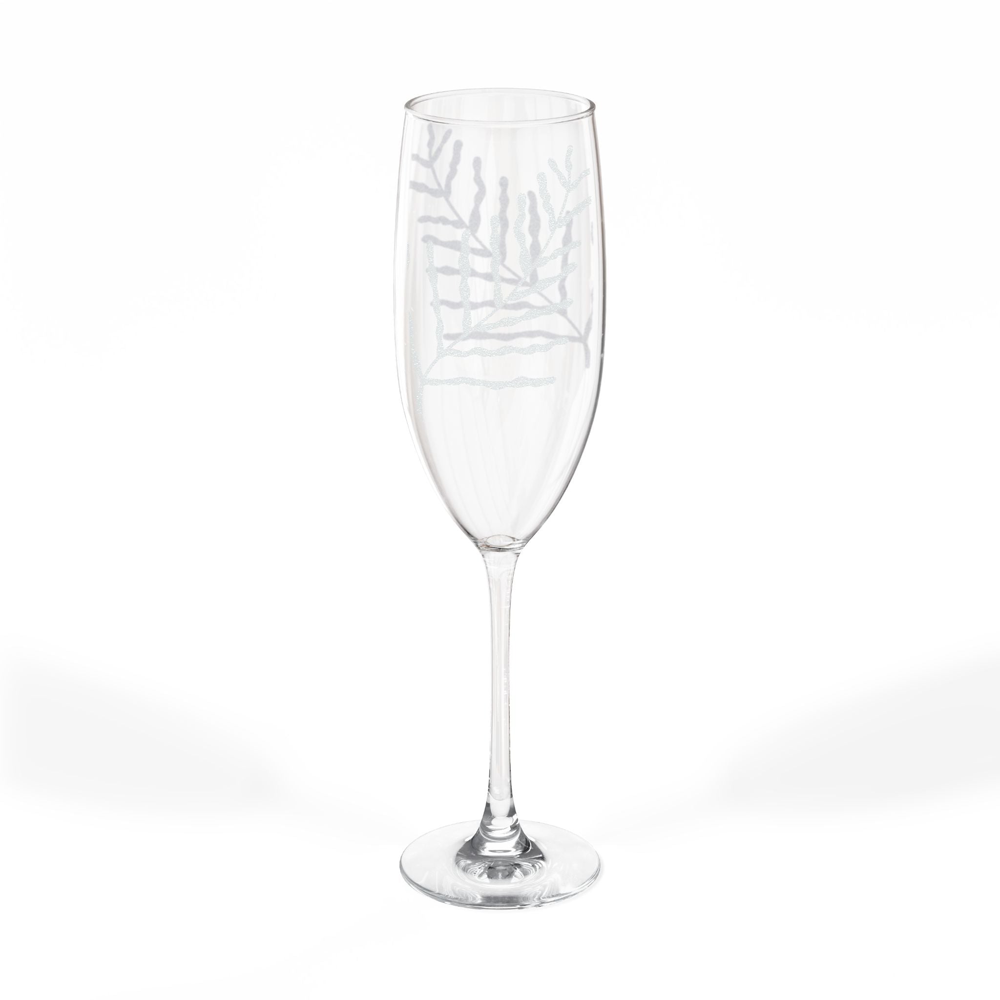 Engraved 8oz Champagne Flute — Elegant Botanical Branch Design (Personalizable)