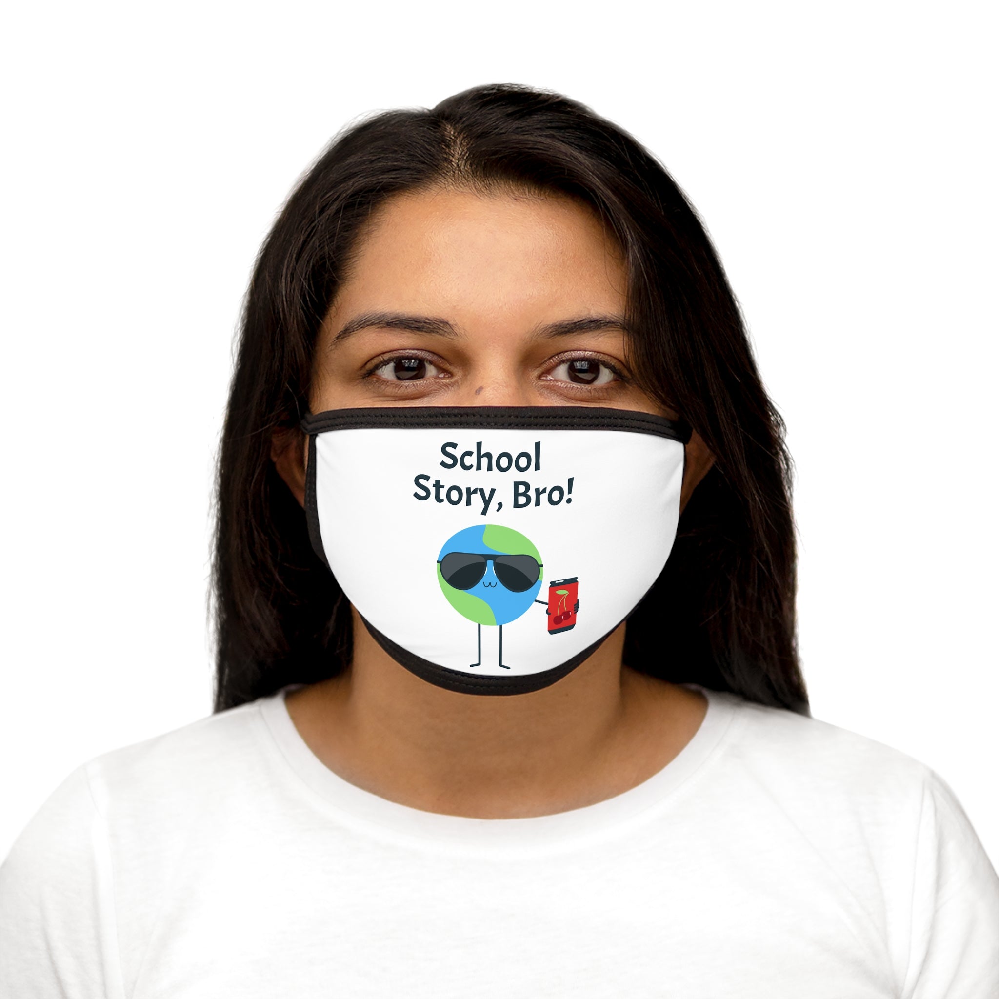 Face Mask — "School Story, Bro!" Cartoon Globe Mask