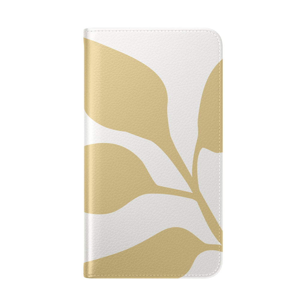 Botanical Leaf Flip Phone Case — Floral Wallet Flip Case with Card Slots