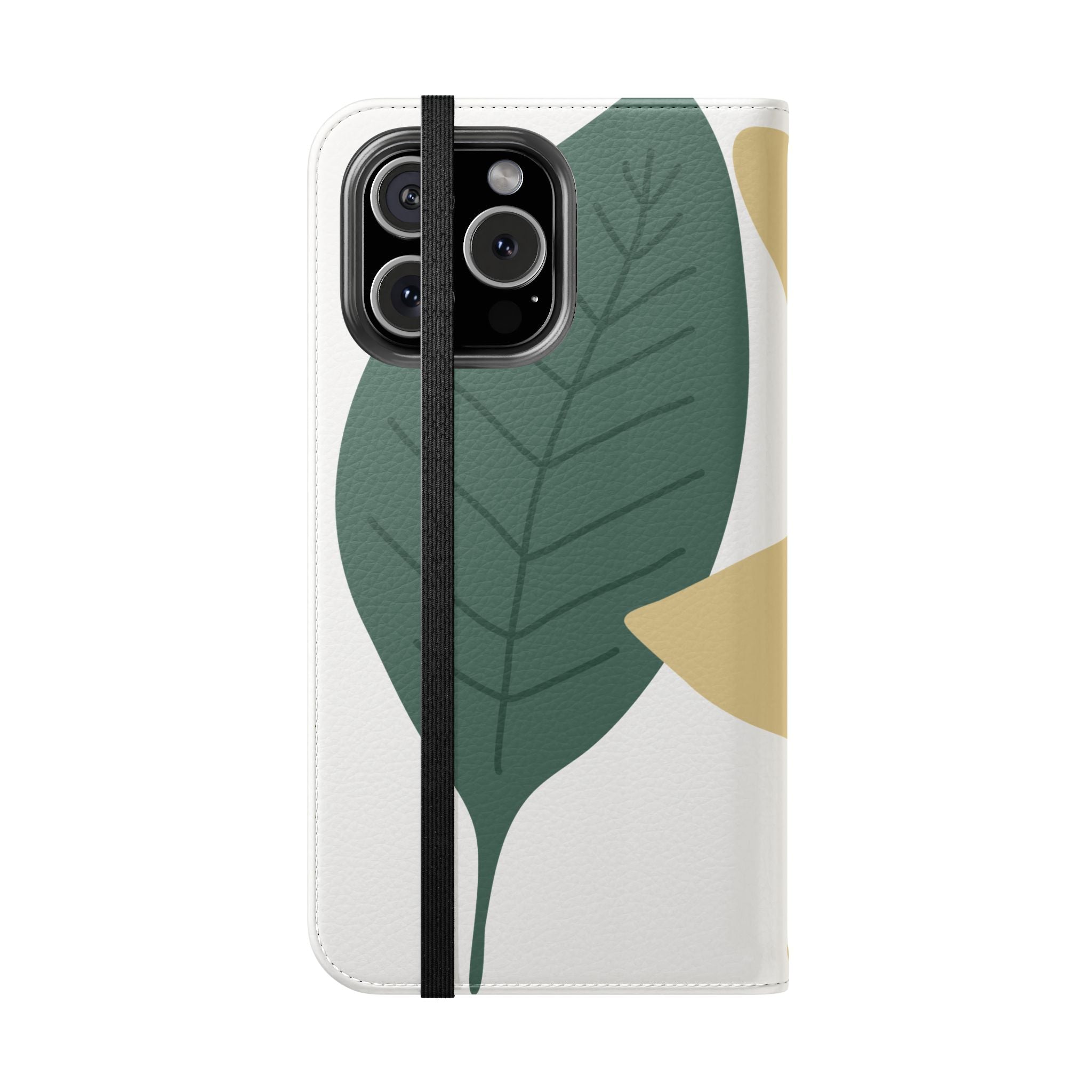 Botanical Leaf Flip Phone Case — Floral Wallet Flip Case with Card Slots