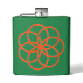 6oz Stainless Steel Flask with Orange Geometric Flower Design