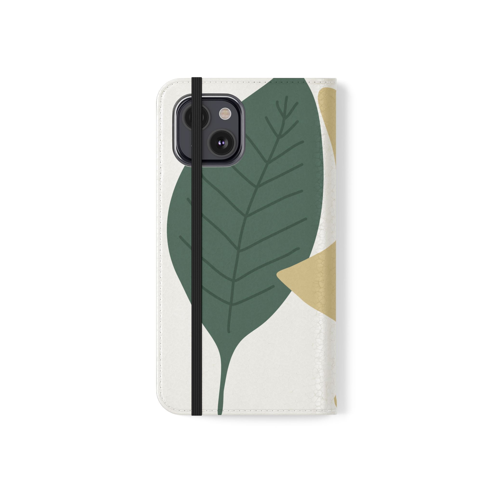 Botanical Leaf Flip Phone Case — Floral Wallet Flip Case with Card Slots