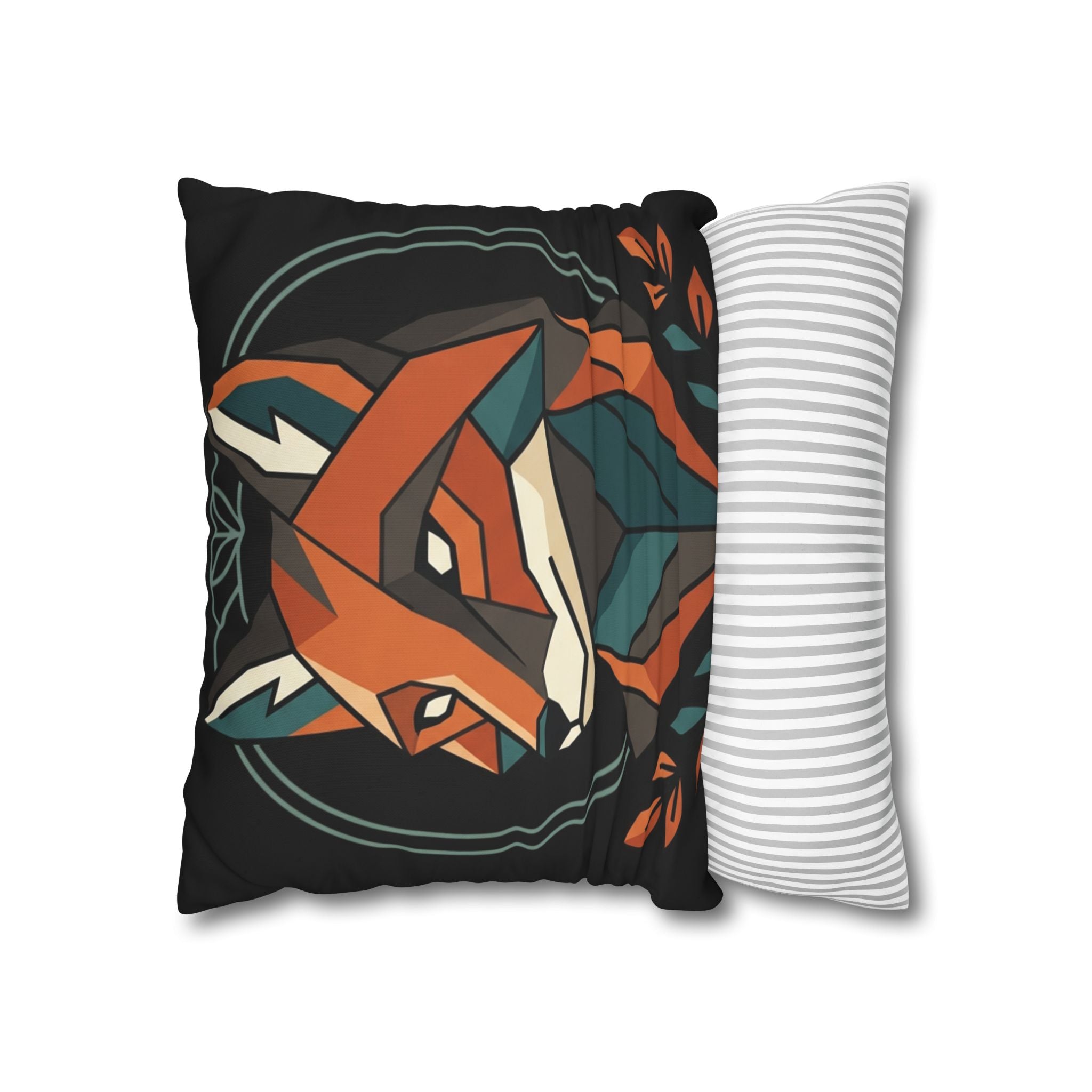 Geometric Fox Throw Pillowcase — Modern Rustic Accent Pillow Cover