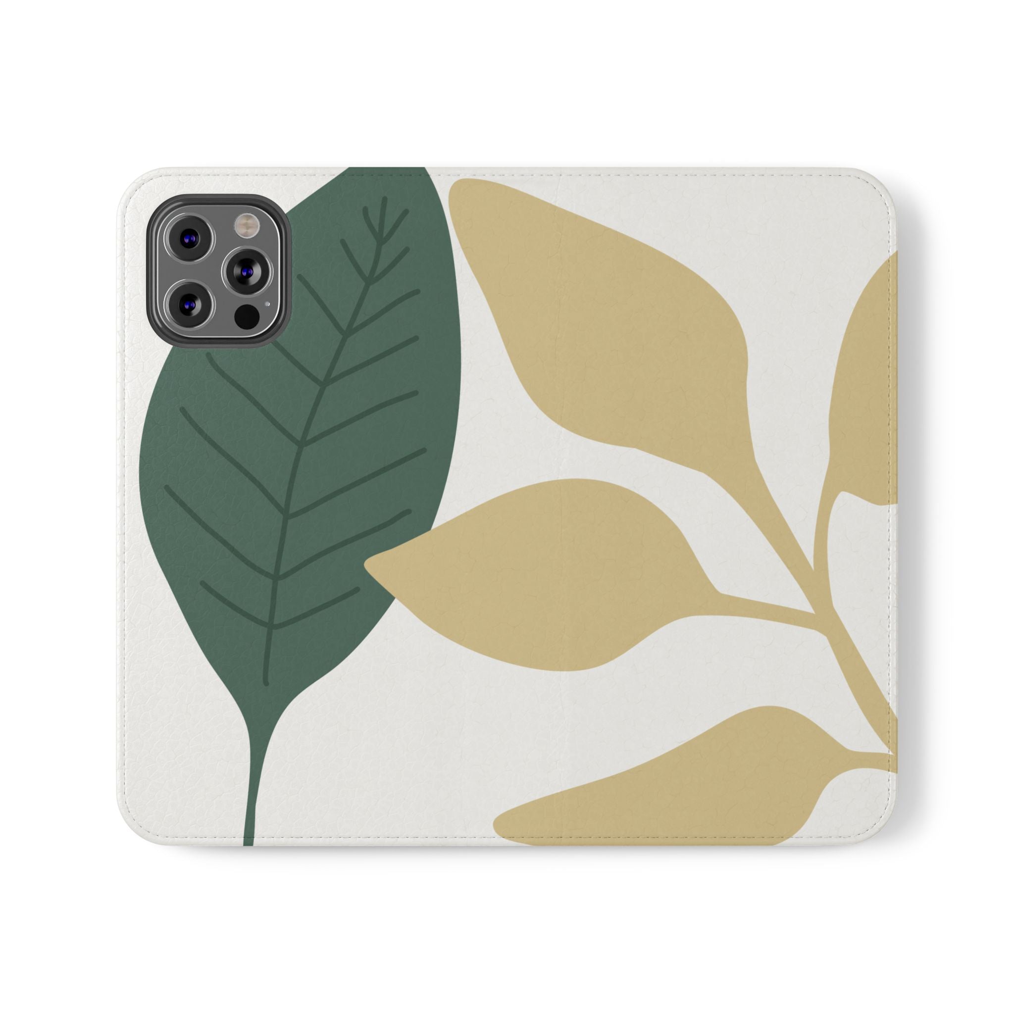 Botanical Leaf Flip Phone Case — Floral Wallet Flip Case with Card Slots