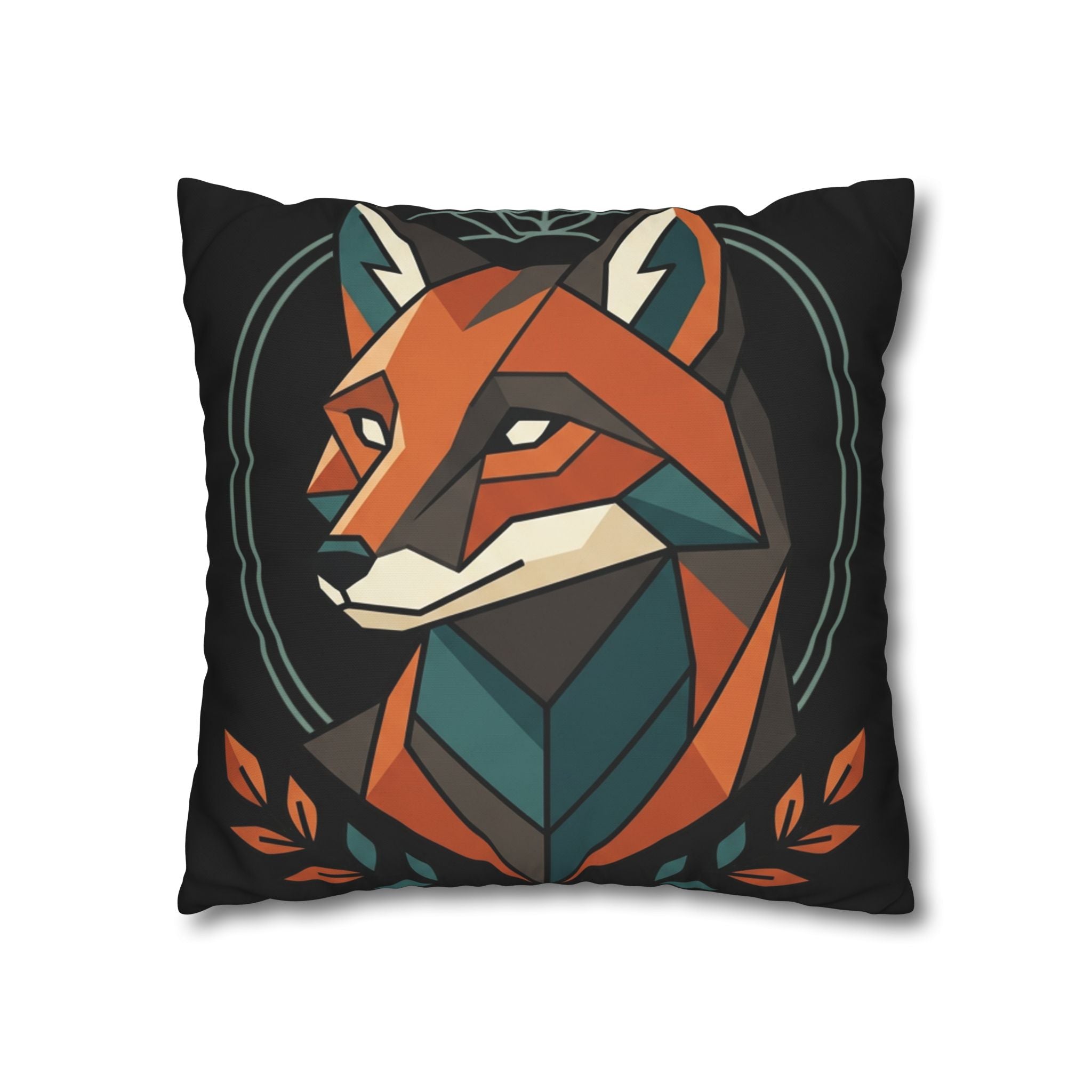 Geometric Fox Throw Pillowcase — Modern Rustic Accent Pillow Cover