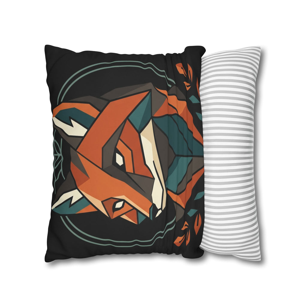 Geometric Fox Throw Pillowcase — Modern Rustic Accent Pillow Cover
