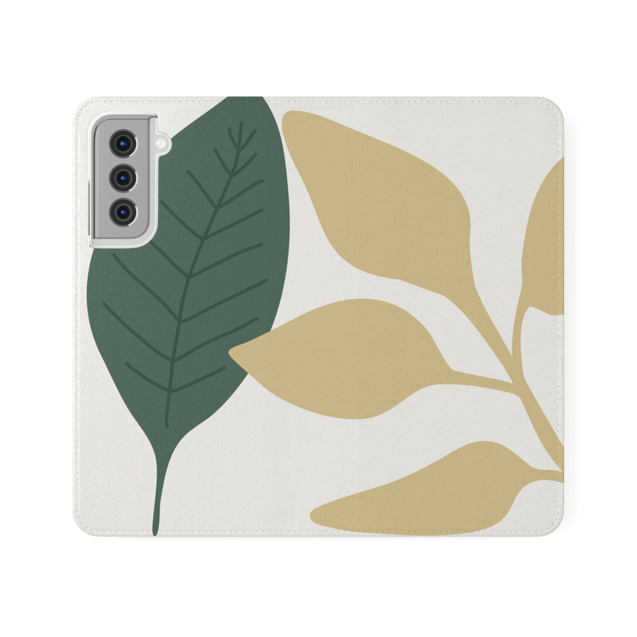Botanical Leaf Flip Phone Case — Floral Wallet Flip Case with Card Slots