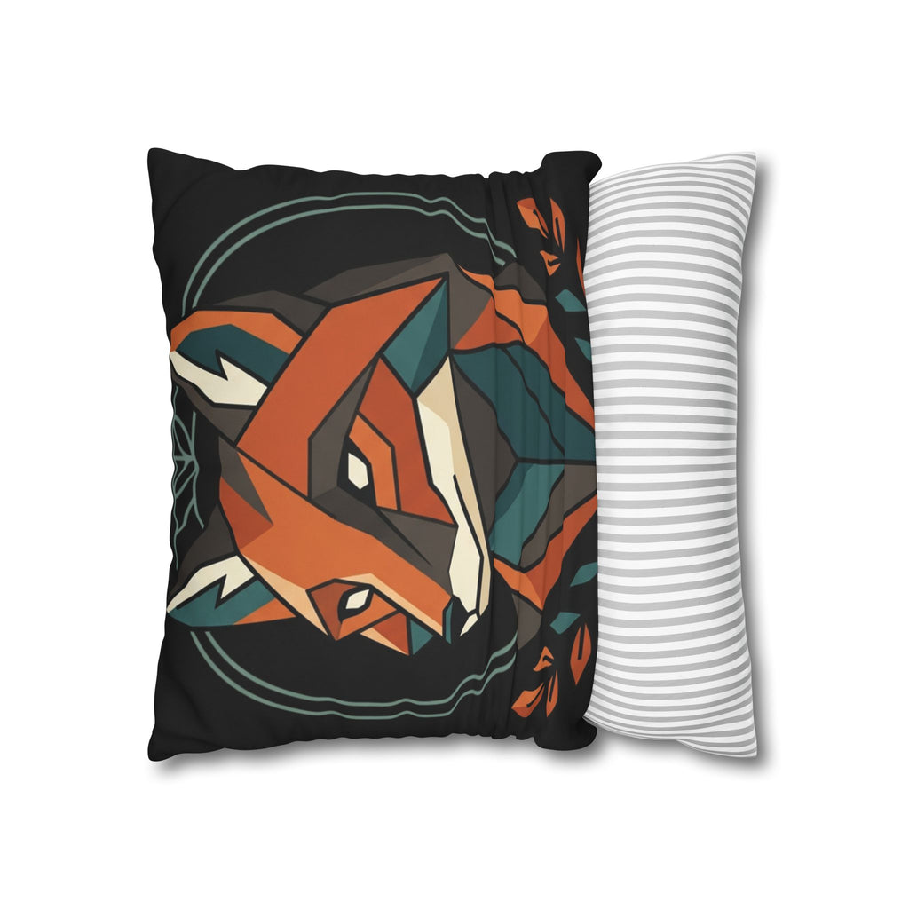 Geometric Fox Throw Pillowcase — Modern Rustic Accent Pillow Cover