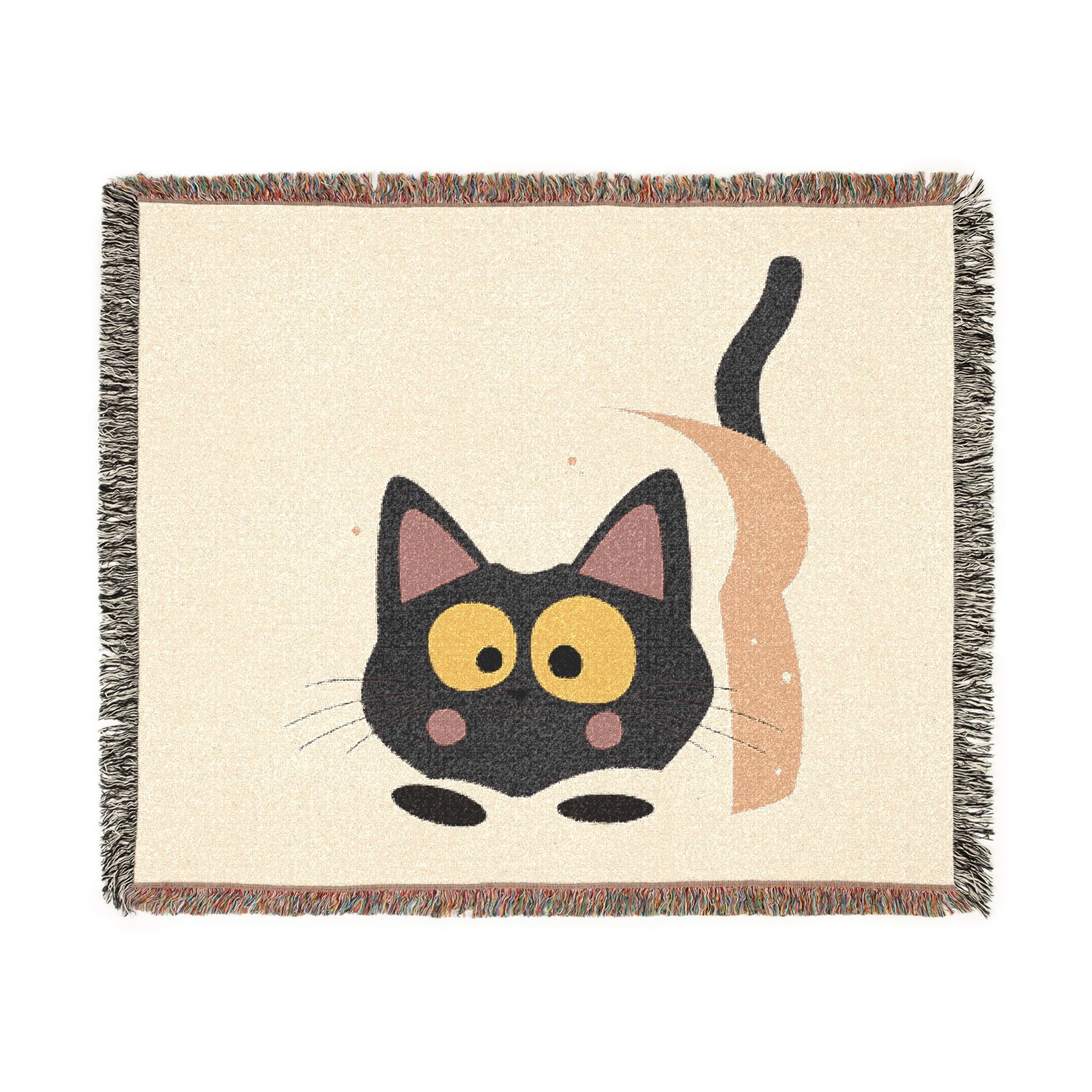 Cute Cat Woven Blanket - Playful Kitty Throw for Cat Lovers