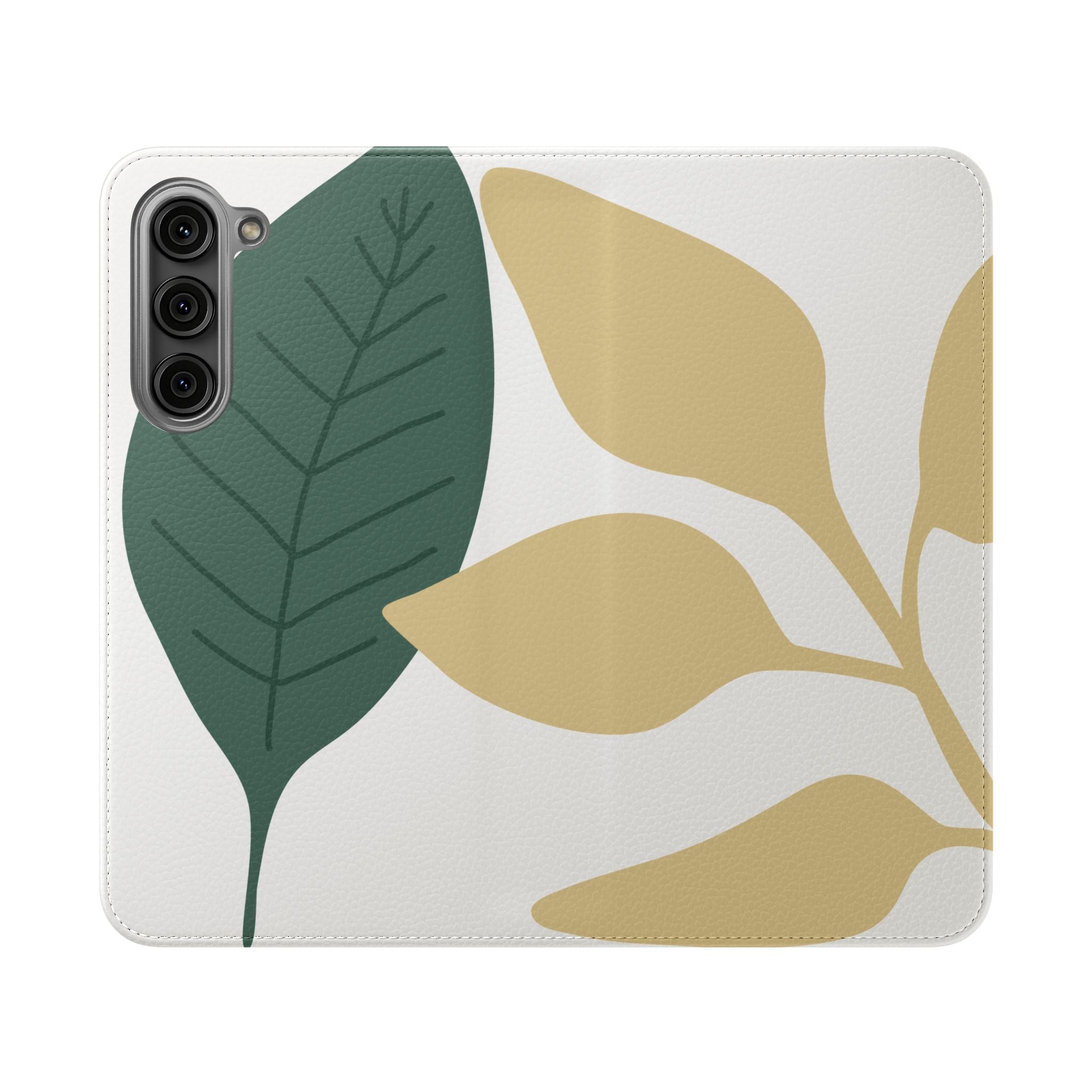 Botanical Leaf Flip Phone Case — Floral Wallet Flip Case with Card Slots