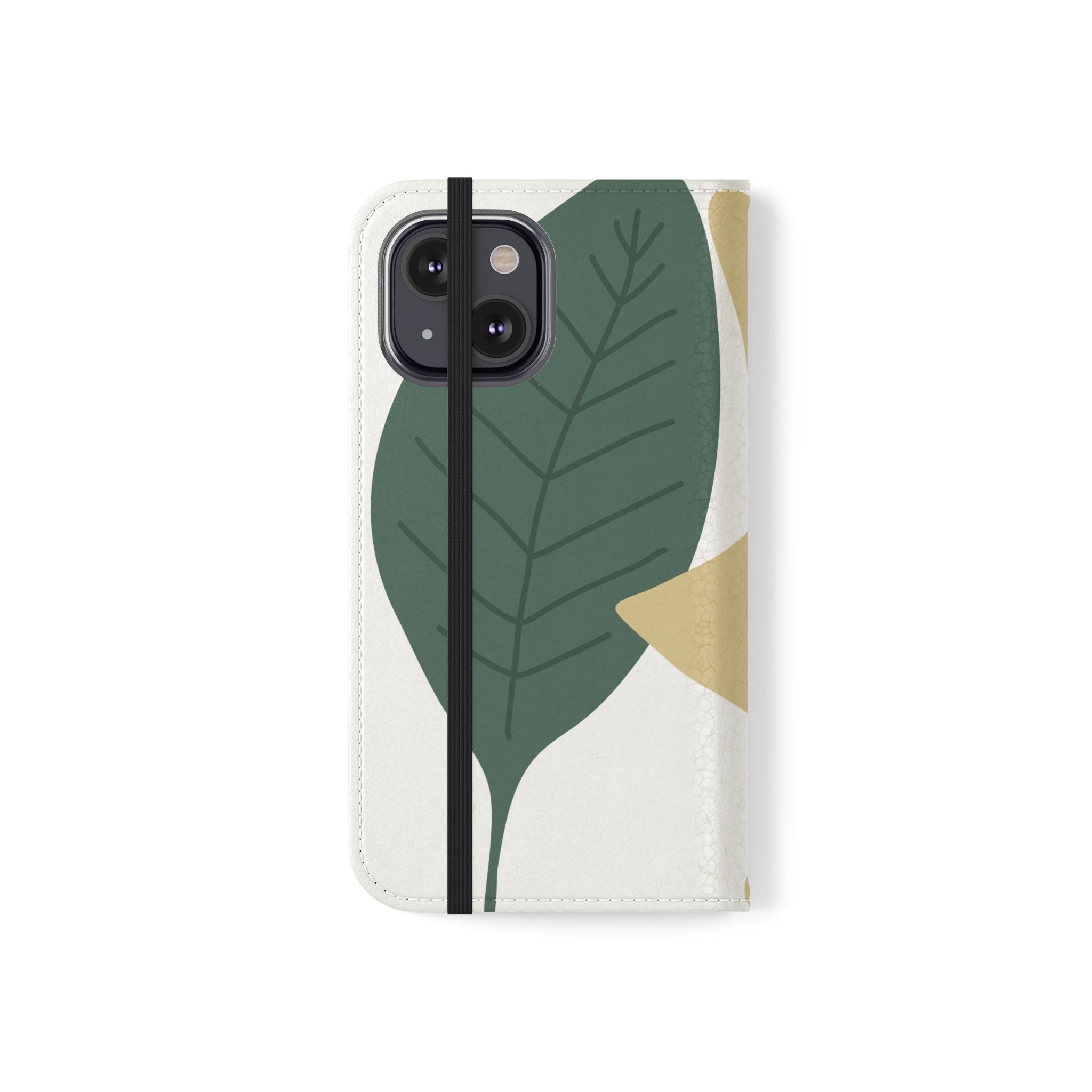 Botanical Leaf Flip Phone Case — Floral Wallet Flip Case with Card Slots